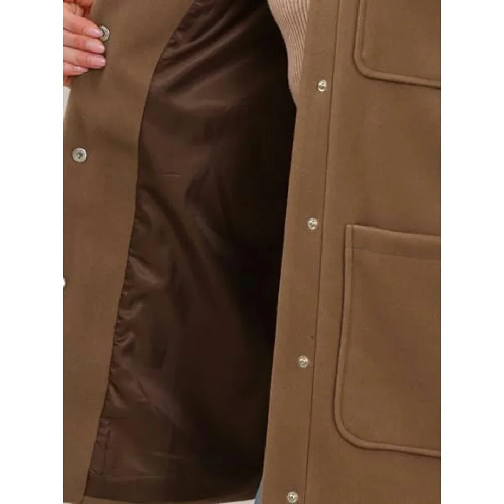 Oversized Snap Button Utility Jacket, 100% Polyester, Loose Fit - Picture 6 of 6